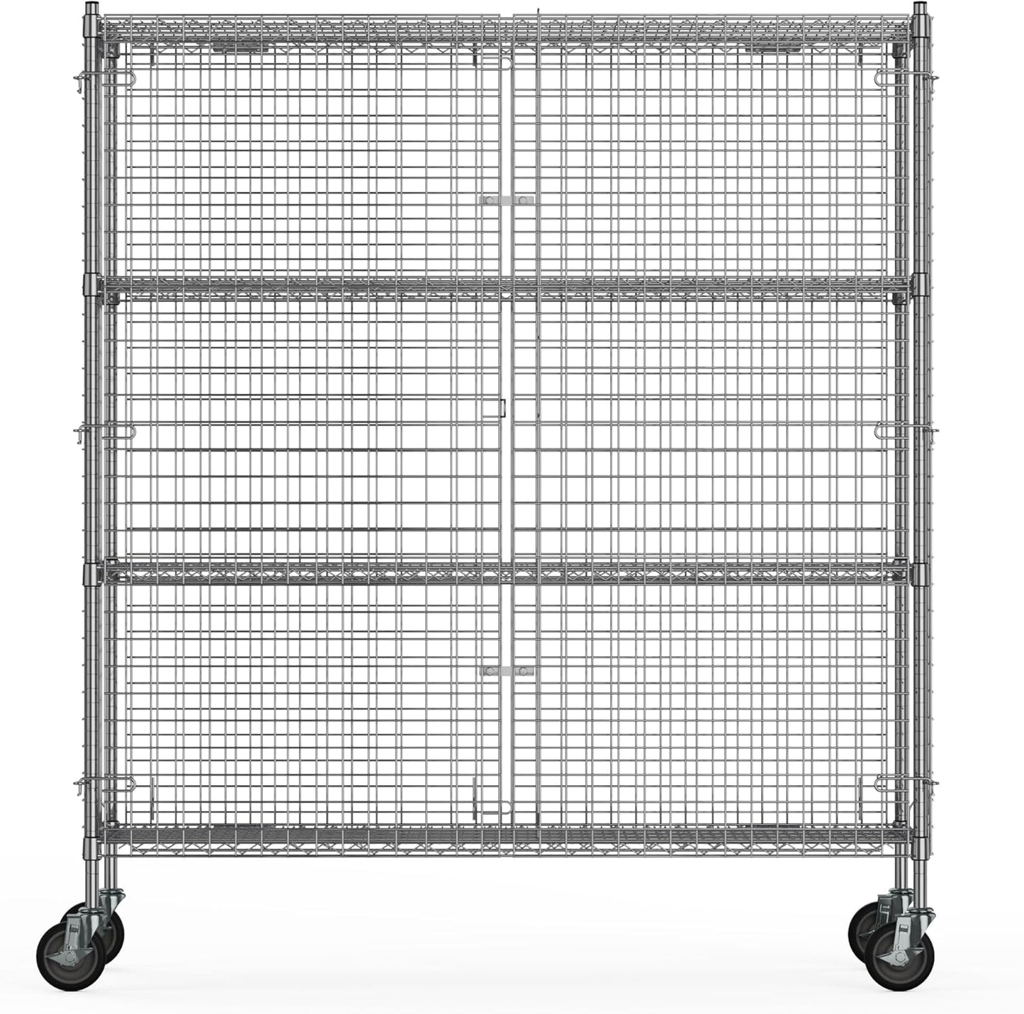 24" W x 60" L x 69" H Heavy Duty Utility Commercial Grade Metal Storage NSF Unit | Chrome Mobile Security Wire Cage Kit
