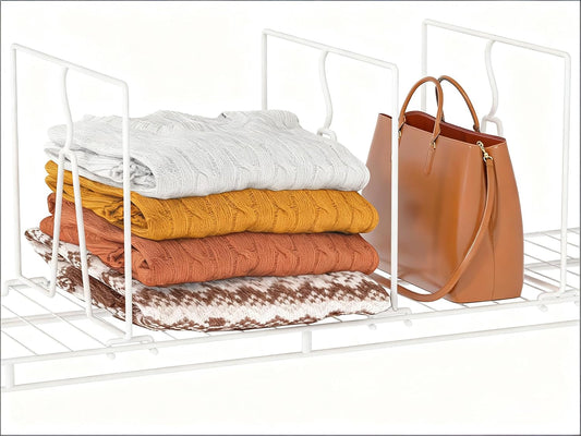 Wire Shelf Dividers for Closet: Tall 16 Pack 12-Inch Deep Adjustable Organizer for Shelves,Metal Rack Separator for Clothes, Purses & Bags，No Tool