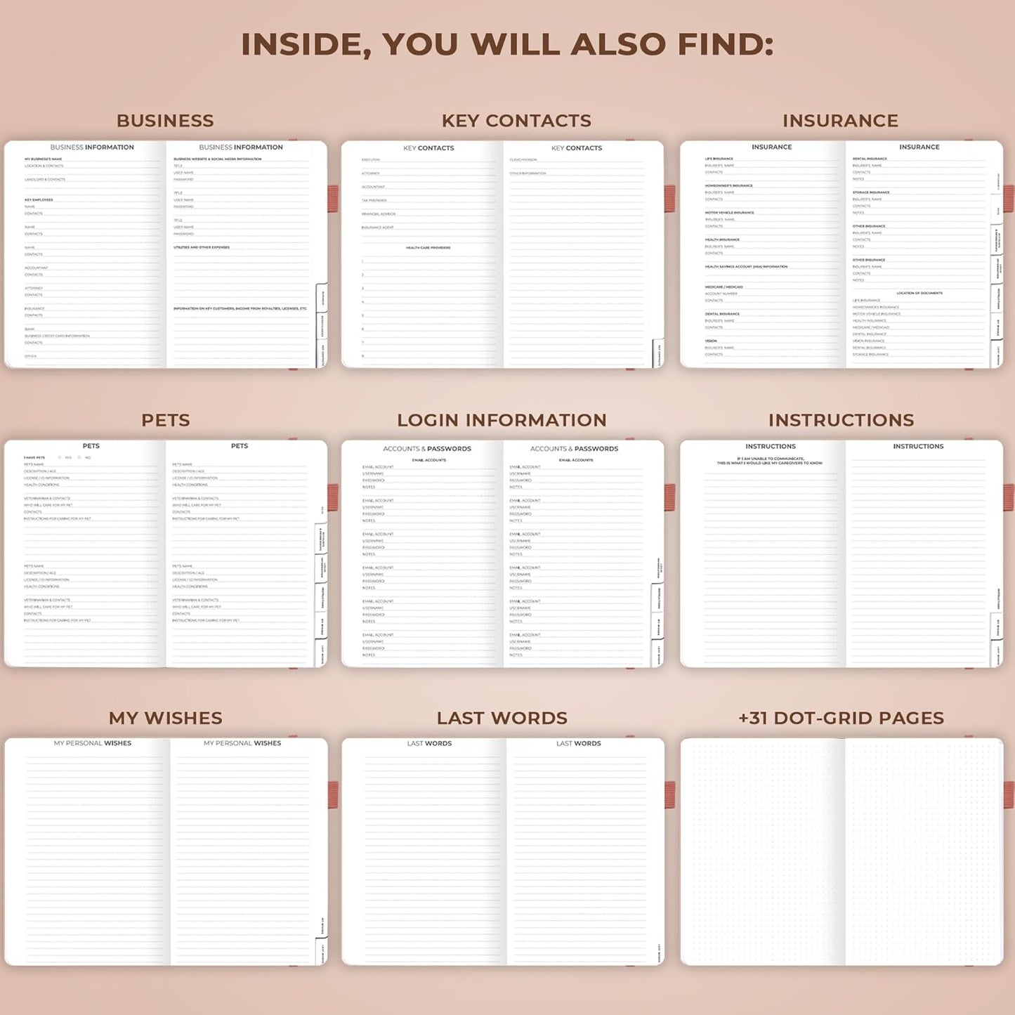 Clever Fox End of Life Planner – Final Arrangements Organizer for Beneficiary, Will Preparation, Last Wishes & Funeral Planning, A5 (Rose Gold)