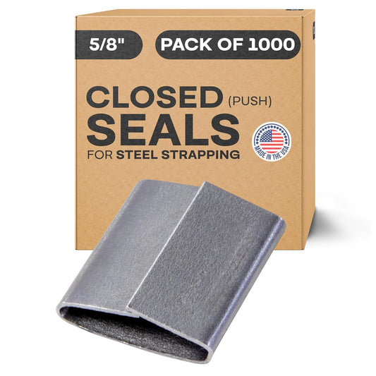 IDL Packaging Closed (Push Type) Seals for 5/8" Strap Width Steel Strapping (Pack of 1000) - Superior Holding Power - Sturdy Metal Clips for Reliable Securing of Packaging Banding