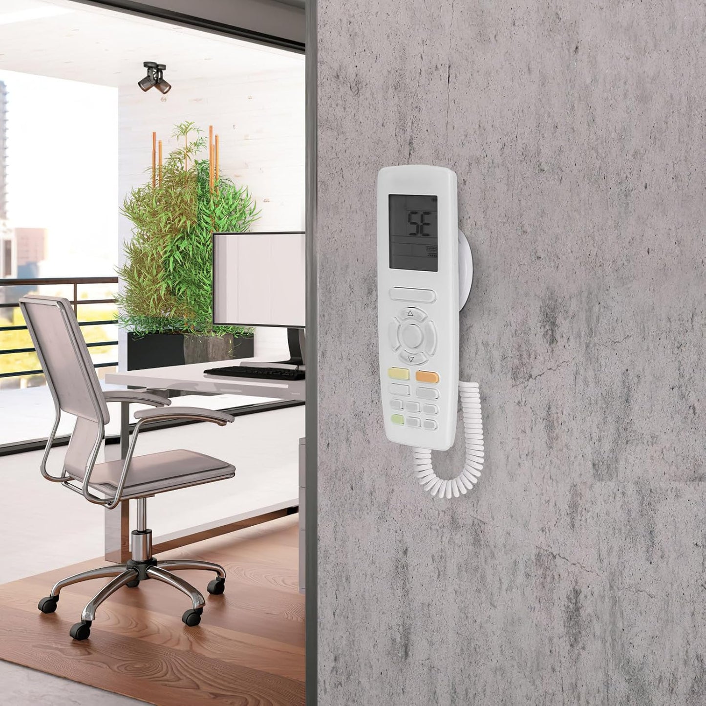 Remote Control Tether Anti-Loss Wall Mount Organizer with Retractable Coil Magnetic Remote Control Holder with Leash No Punch Installation