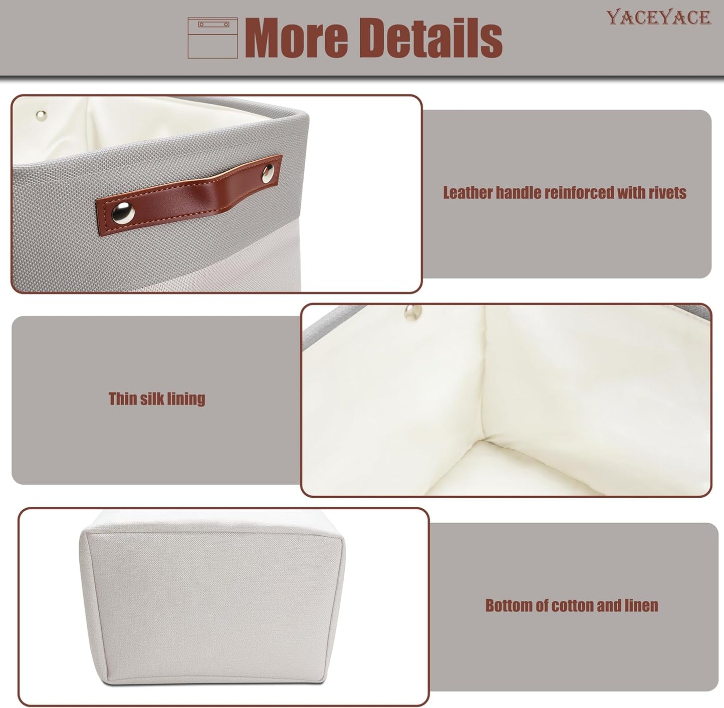 Storage Basket Foldabel, 4 Pack 15"x11"x9.5" Storage Bins for Shelves, Cloth, Toy, Linen Fabric Basket for Office, Home Organizing, Decorative