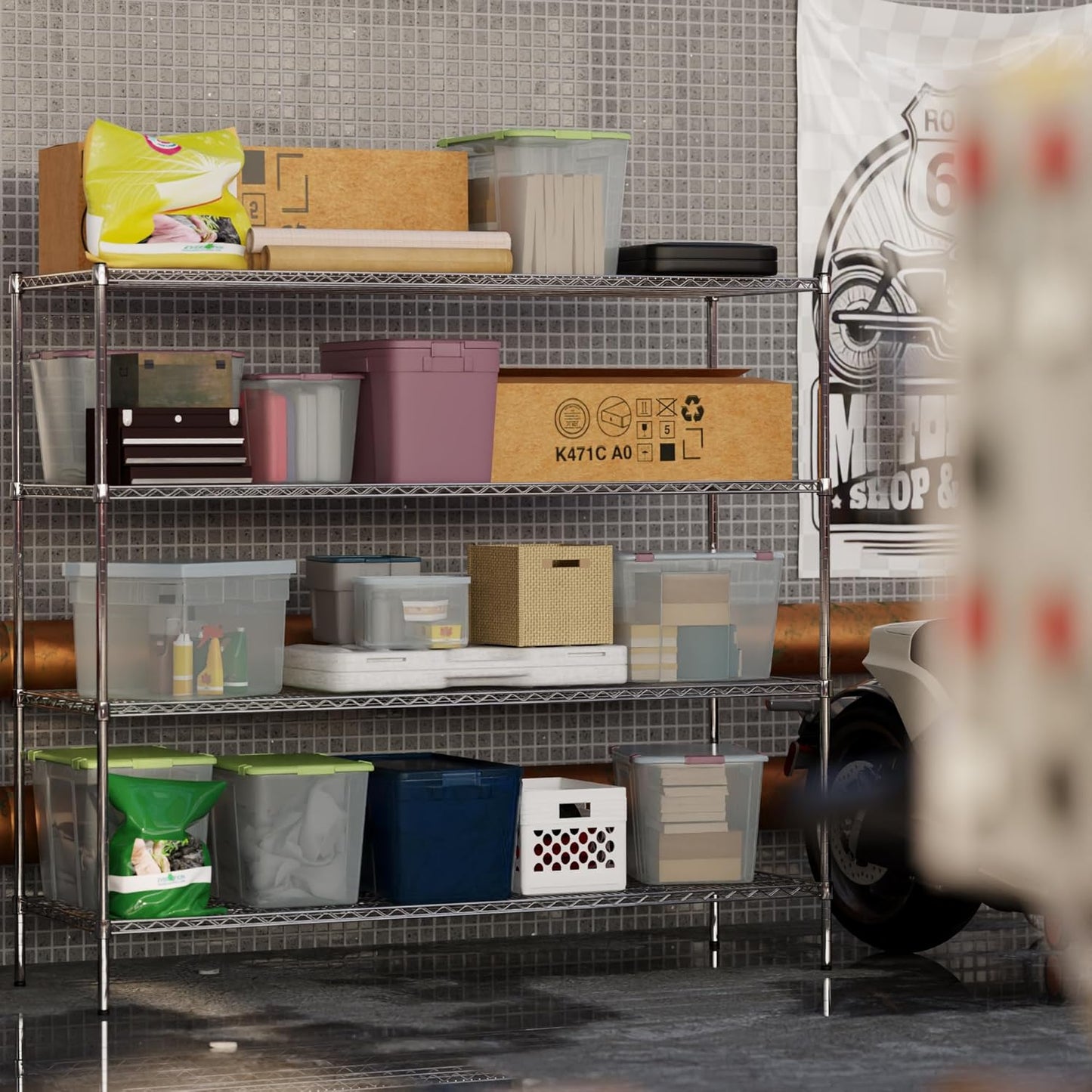 24" Deep x 72" Wide x 64" Height Wire Shelving Kit | 4-Tier | NSF Commercial Storage Rack Unit