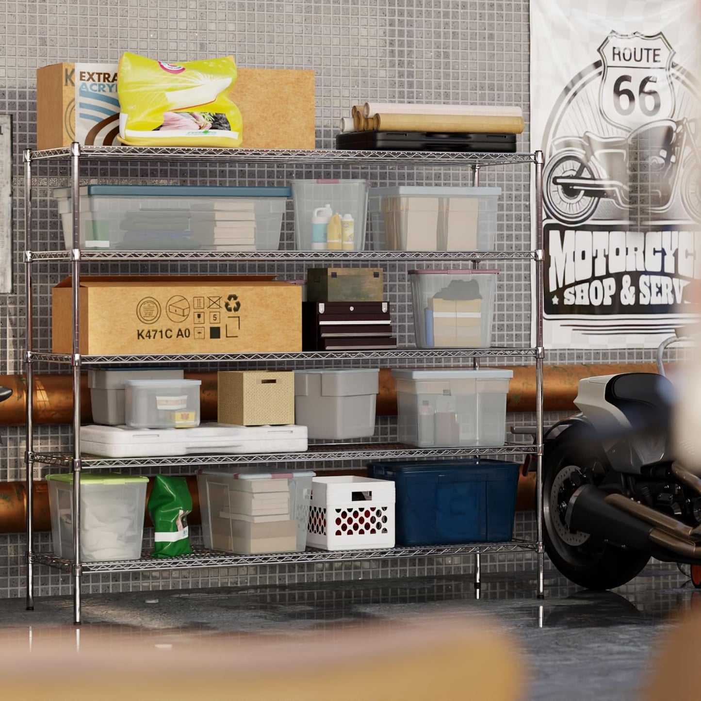 21" Deep x 72" Wide x 64" Height Wire Shelving Kit | 5-Tier | NSF Commercial Storage Rack Unit