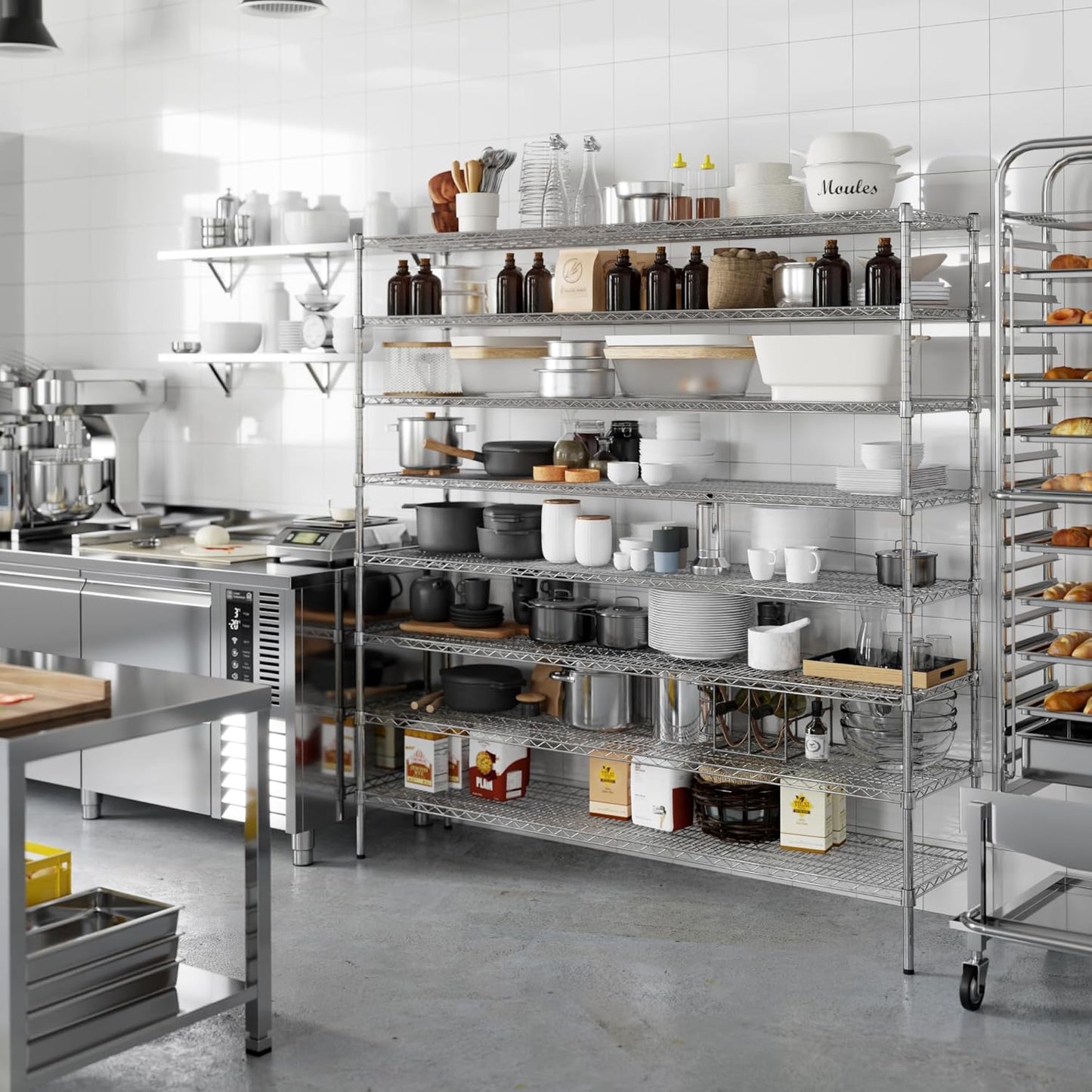 18" Deep x 72" Wide x 74" Height Wire Shelving Kit | 8-Tier | NSF Commercial Storage Rack Unit