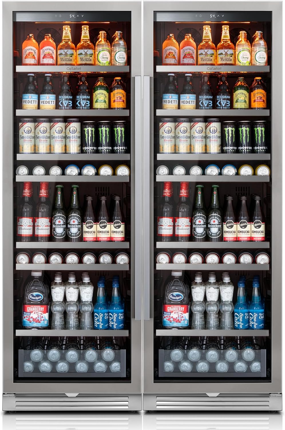 Ca'Lefort Beverage-Refrigerator 48 Inch, Tall Beverage Fridge Cellars Large Bar Drink Cabinet Built-in or Freestanding with Glass Door, Beer Cooler for Bottles and Cans Beer/Soda/Water/Wine