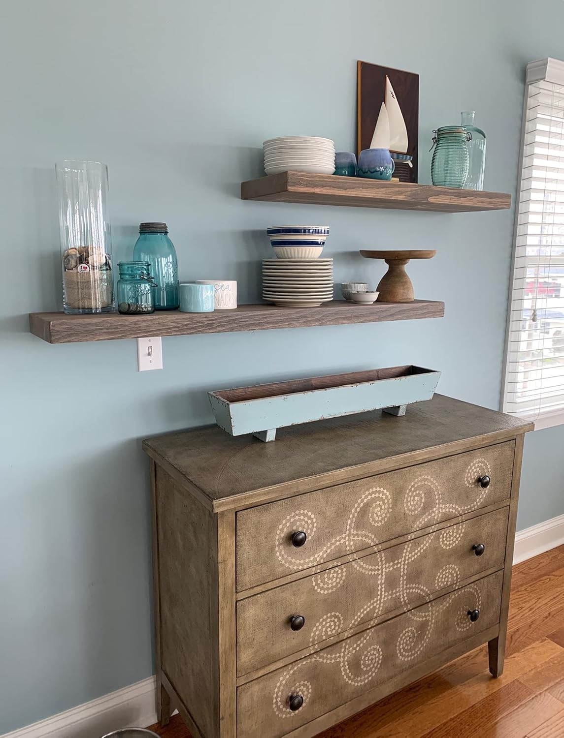 joelsantiques 36 Inch Wooden Floating Shelves for Wall - 36x8x2 in - Made of Natural Wood - Heavy Duty Rustic Wall Shelves for Bedroom - Perfect for Living Room, Kitchen - Grey