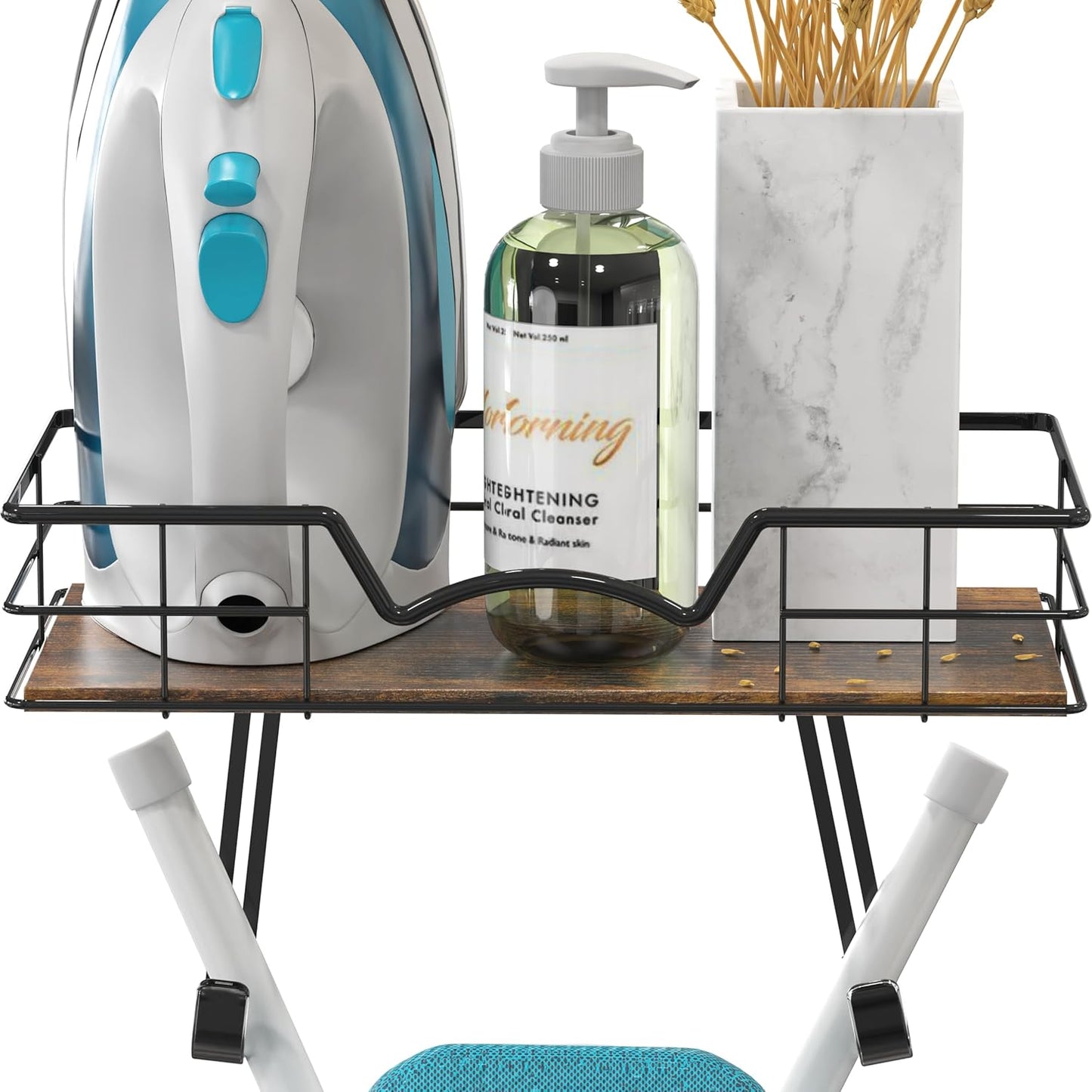 Simple Houseware Wall Mount Ironing Board Holder with Hanger Storage Shelf, Black