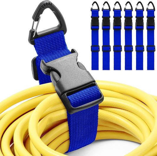 6 Pack 17 Inch Adjustable Extension Cord Holder Organizer with Triangle Clips for Garage Organization and Storage Heavy Duty Extension Cord Hanger for Men Workshop (Blue)