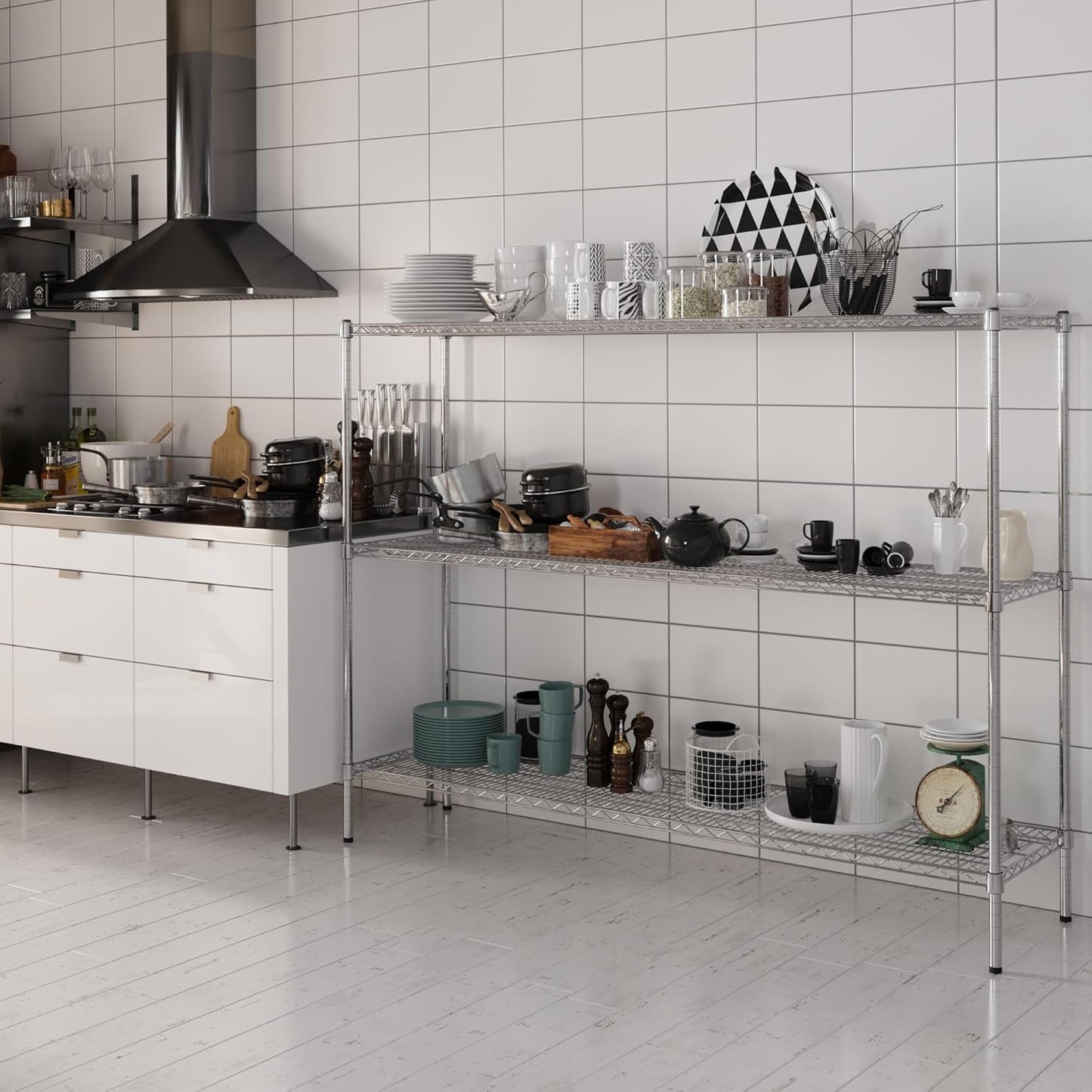 18" Deep x 72" Wide x 54" Height Wire Shelving Kit | 3-Tier | NSF Commercial Storage Rack Unit