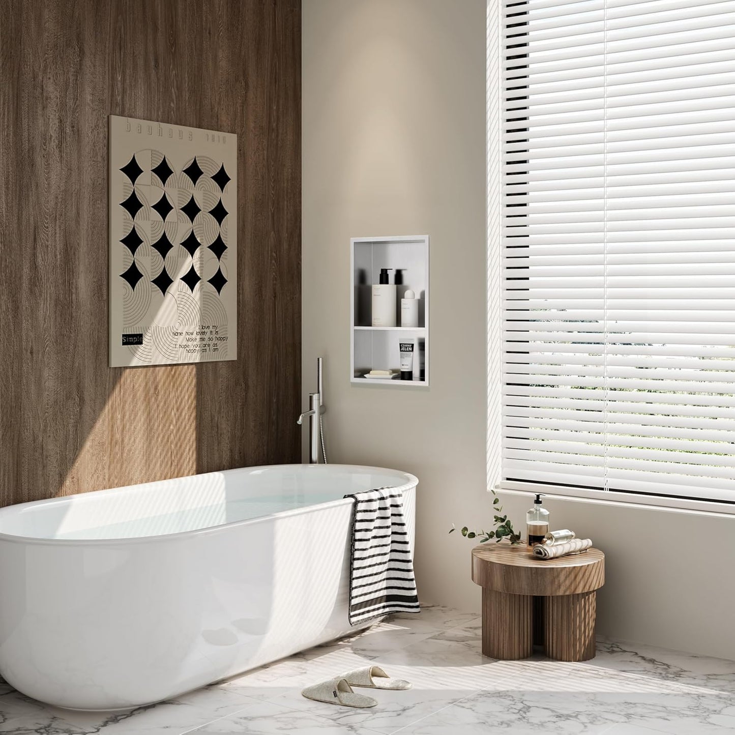 Stainless Steel Shower Niche 18" X 12", No Tile Needed Wall Niche Double Shelves, Recessed Shower Shelf for Bathroom Storage, Brushed Nickel