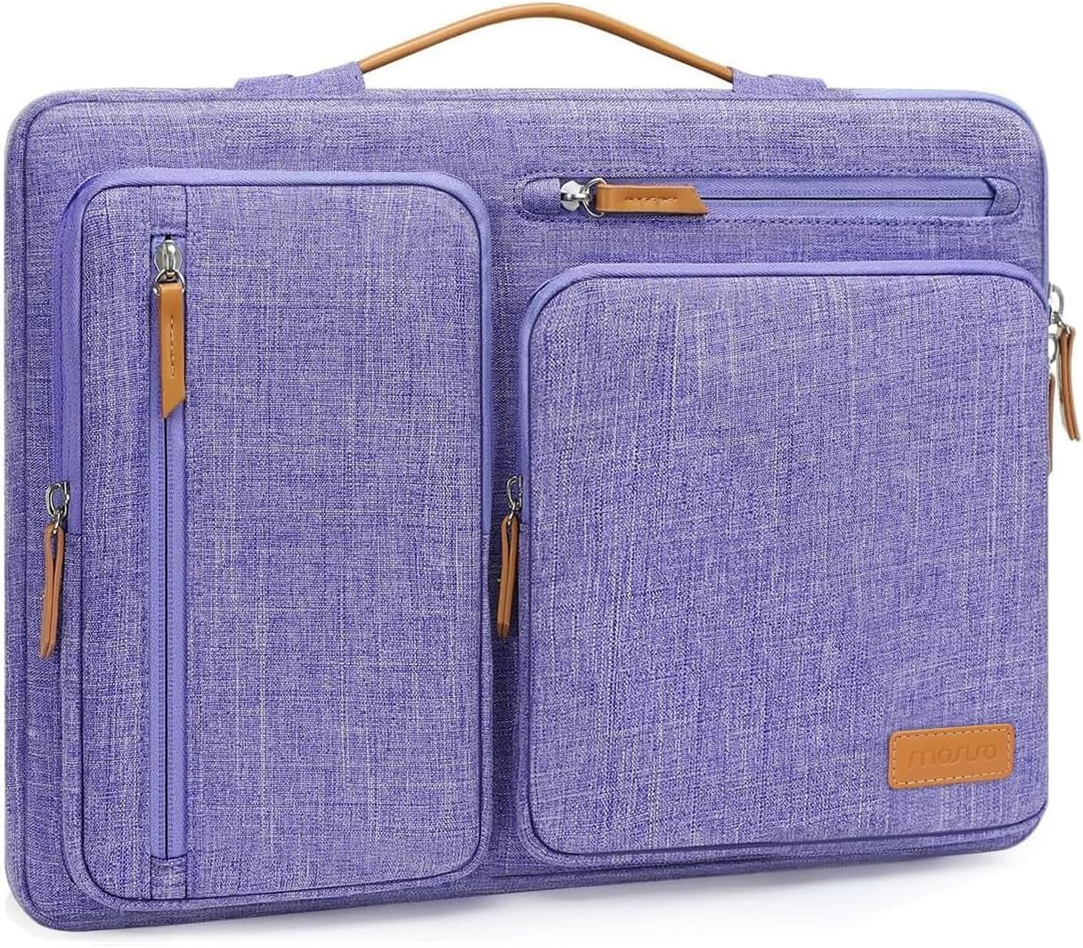 MOSISO 360 Protective Laptop Case 13.3 inch, 13-13.3 inch Laptop Sleeve Compatible with MacBook Air/Pro 13 / Pro 14,HP Dell Acer ASUS,Side Open Carrying Case with 4 Zipper Pockets&Handle, Purple