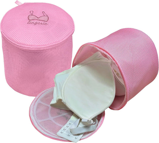 Large Bra Laundry Bags for Washing Machine, Fits All Cups Anti Deformation Bra Washing Bag, Lingerie Bags for Washing Delicates (2 Pack Pink)