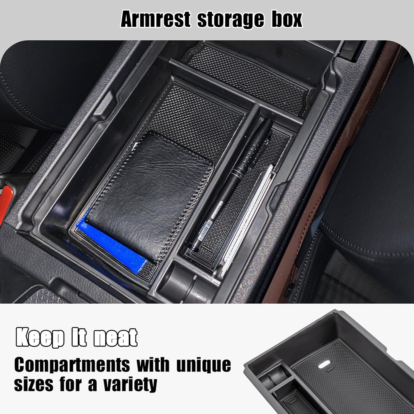 2PCS Center Console Organizer Tray and Armrest Storage Box Compatible with 2026 2025 2024 2023 Honda CRV Accessories Insert Secondary Storage Box with ABS Material