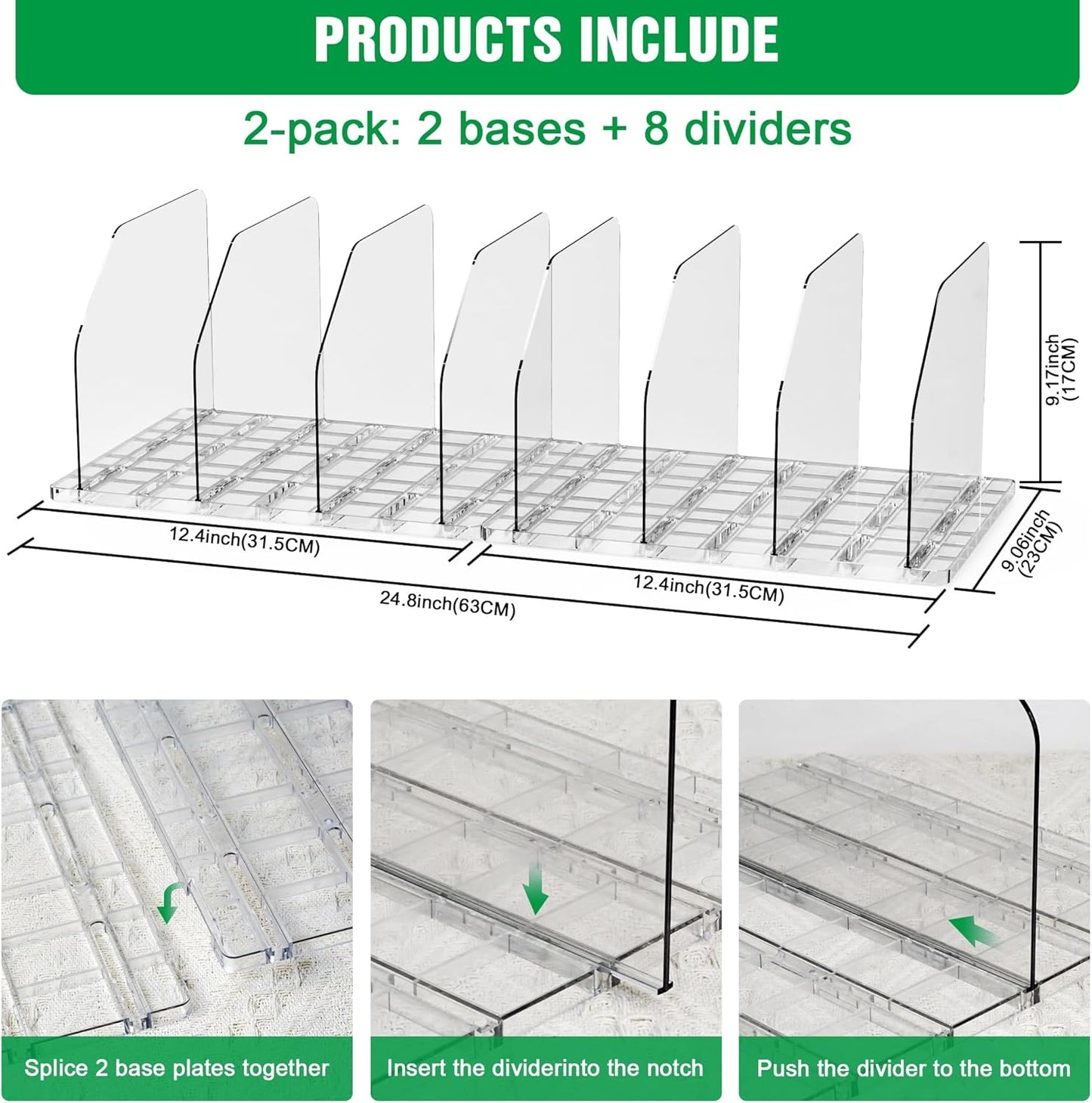 Bag & Purse Organizer for Closet, 4 Sets Adjustable Clear Handbag Storage Shelf, Plastic Clutch Dividers for Closet Organizers and Storage-Keep Purses upright (4 Sets)