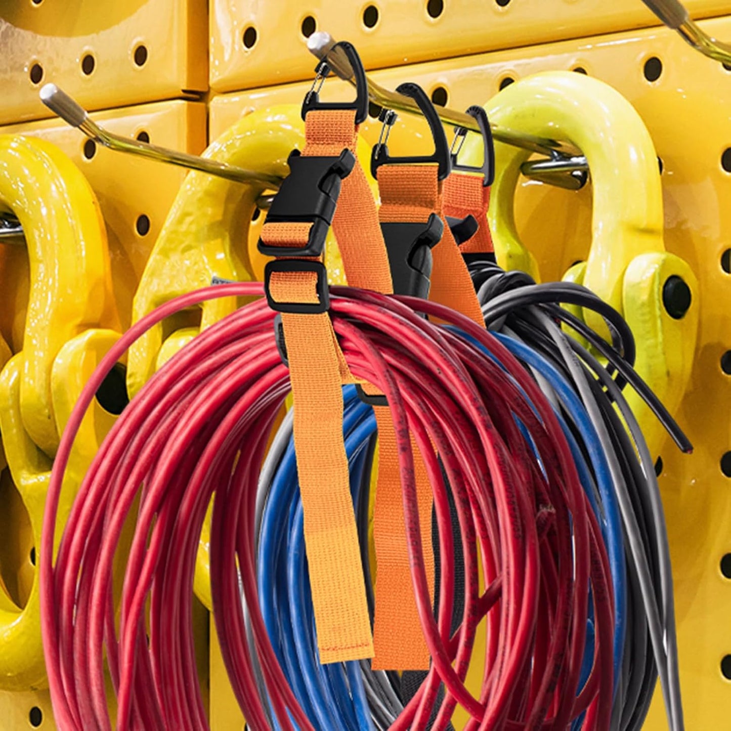 12 Pack 17 Inch Adjustable Extension Cord Holder Organizer with Triangle Clips for Garage Organization and Storage Heavy Duty Extension Cord Hanger for Men Workshop (Orange)