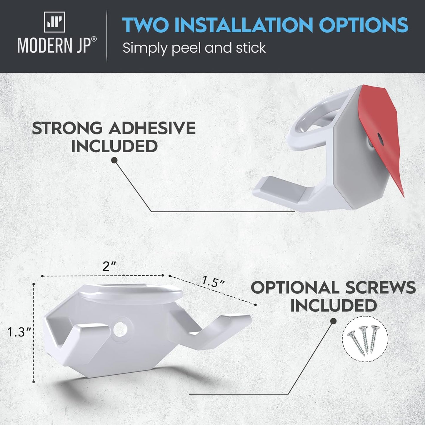 Modern JP Adhesive Hat Hooks for Wall (32-Pack) - Hat Rack for Baseball Caps, Minimalist Hat Display, Strong Hold Hat Hangers for Wall - USA Patented, White