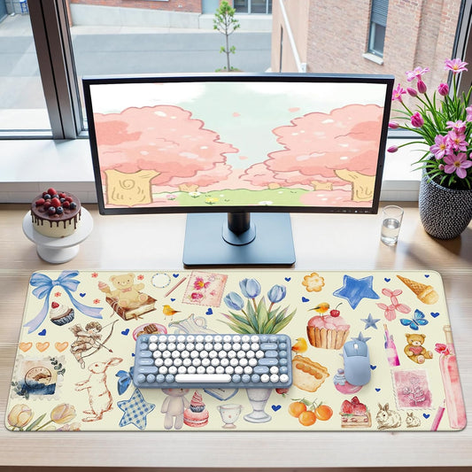 iCasso Desk Cover Mat, Extra Large Mouse Pad, Desk Pad Mat,Office Matt for Desktop Protector, Anti-Slip XXL Big Mousepad with Stitched Edges for Laptop Computer Keyboard (Yellow)