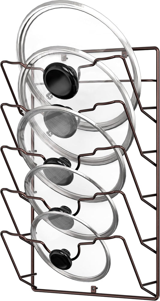 Simple Houseware Wall Door Mounted Pot Lid Rack, 9.5" Wx4.5 Dx17.2 H, Bronze Finish