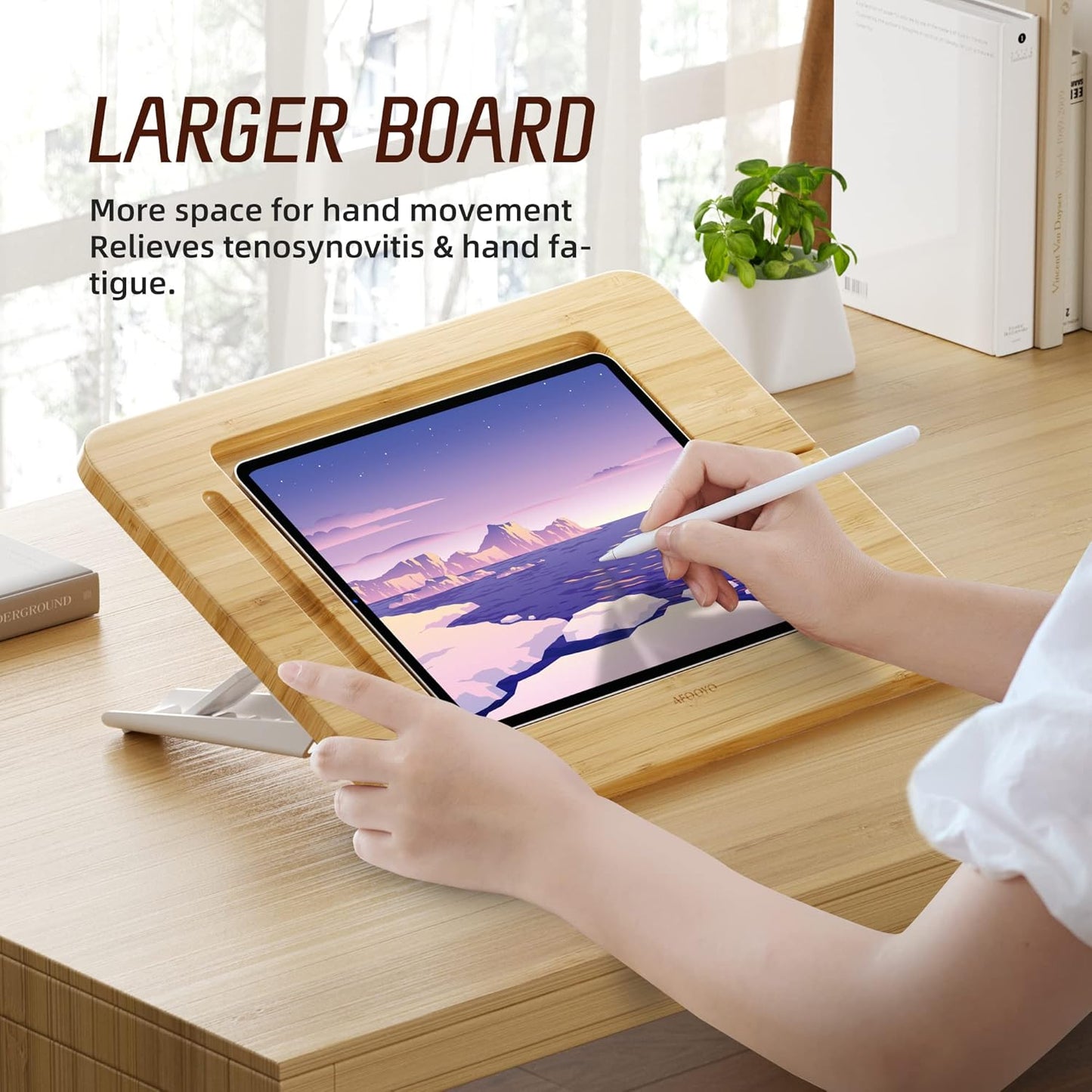 Wooden Tablet Drawing Stand - Adjustable 5 Angles for Laptop,Book Reading Stand, Compatible with 12.9/13inch iPad Pro with iPad Case Version(3rd - 7th Gen)