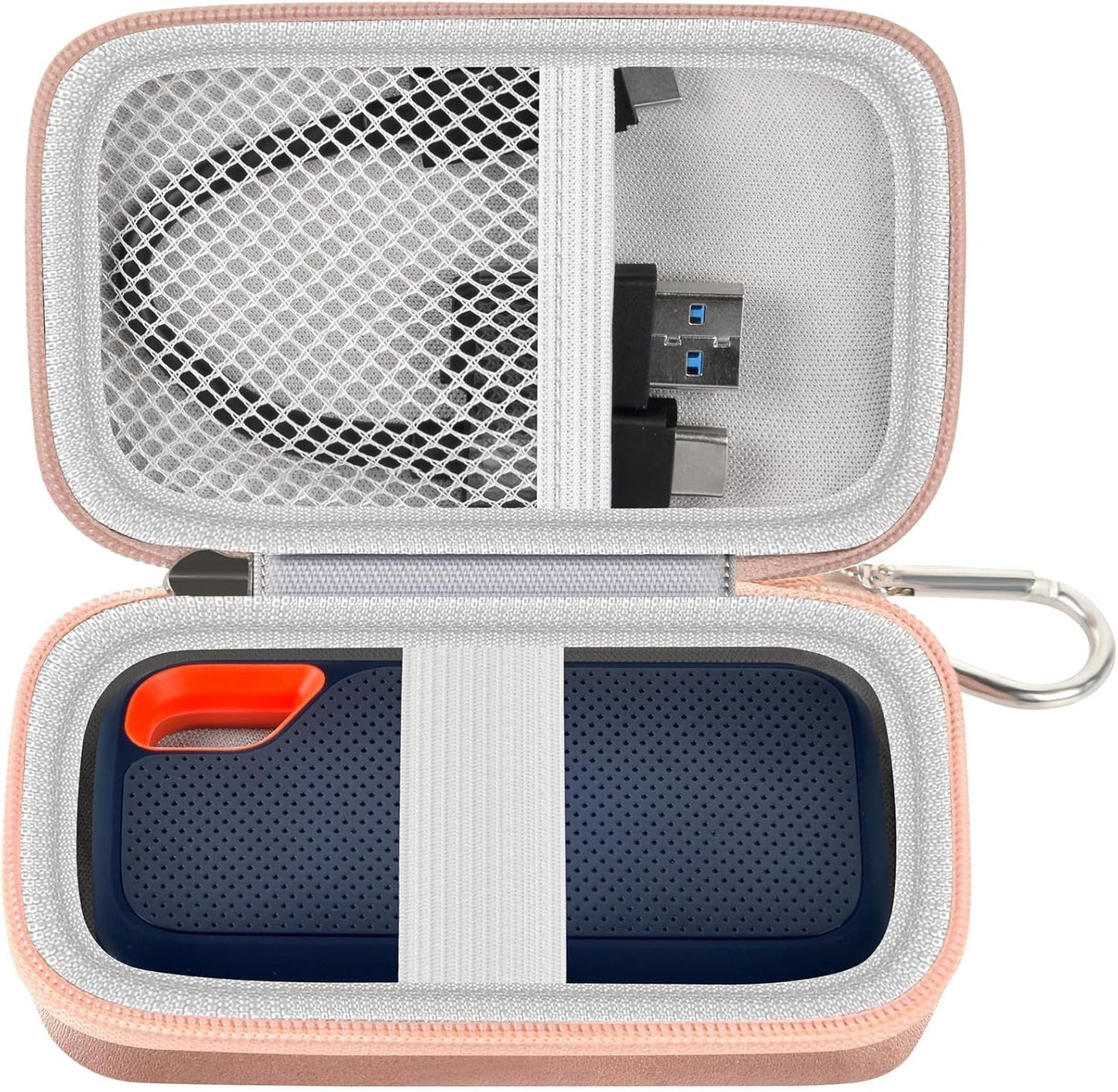 Hard Case Compatible with SanDisk 1TB 2TB 4TB 500GB 8TB Extreme Portable SSD - Up to 1050MB/s - USB-C, USB 3.2 Gen 2 - SDSSDE61-2T00-G25M External Solid State Hard Drive Storage Holde-Pink (Box Only)