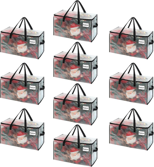VENO 10 Pack Moving Bags, Comforter and Blanket Storage Bags for Closet, Moving Boxes, Boxes with Lids Alternative, College Dorm Packing Supplies, Foldable Heavy-Duty Tote (Clear, 10 Pack)