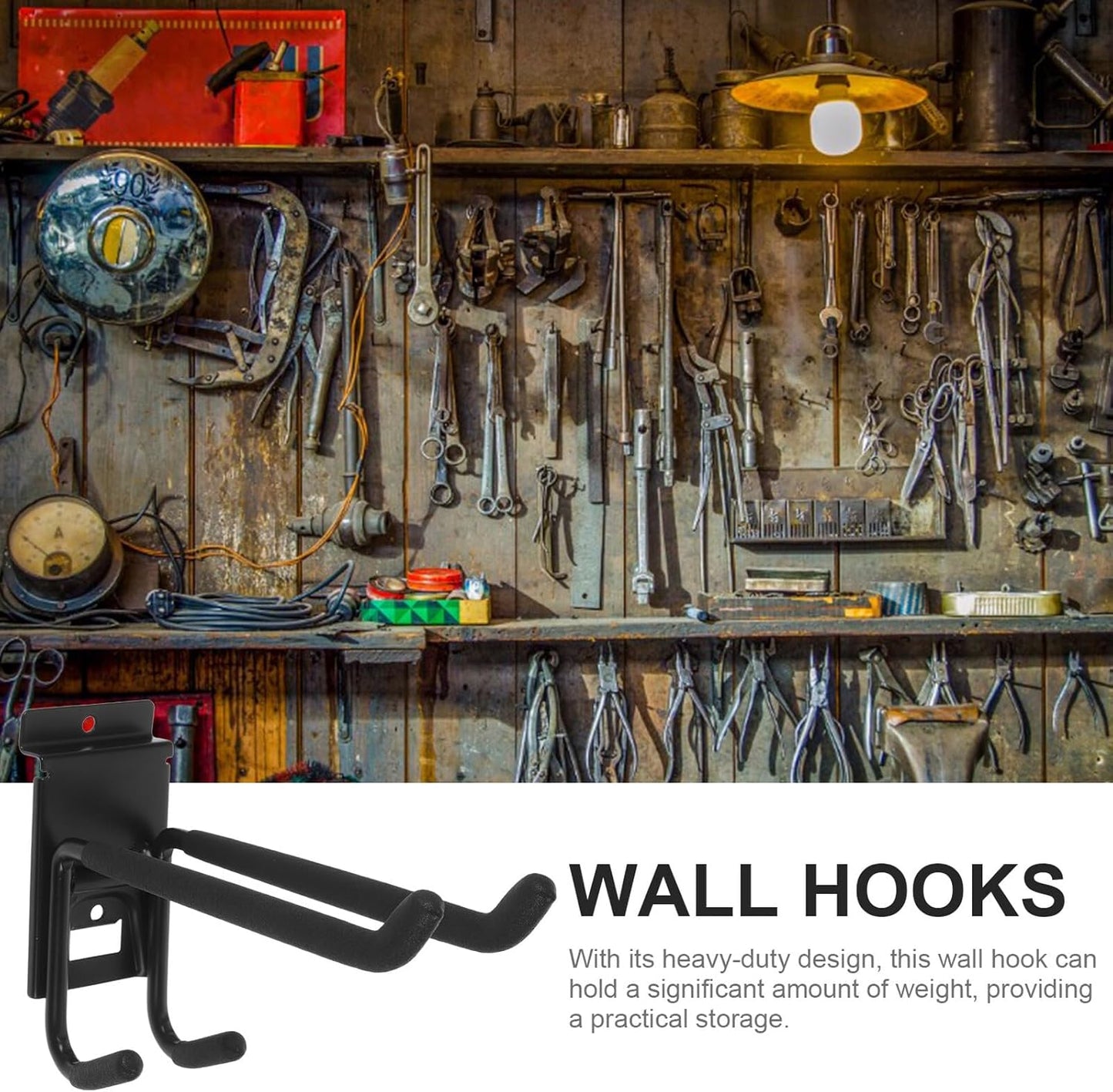 Heavy Duty Garage Storage Hook for Tools and Ladders Sturdy Wall Mount Utility Hanger for Bikes Garden Hoses Brooms and Shovels Multipurpose Organizer