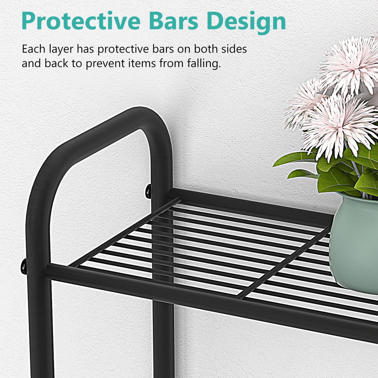 ASHLEYRIVER Over The Toilet Storage Rack, 3-Tier Storage Rack Toilet Adjustable Shelf Rack with Hooks & Roll Holder,Steel Black
