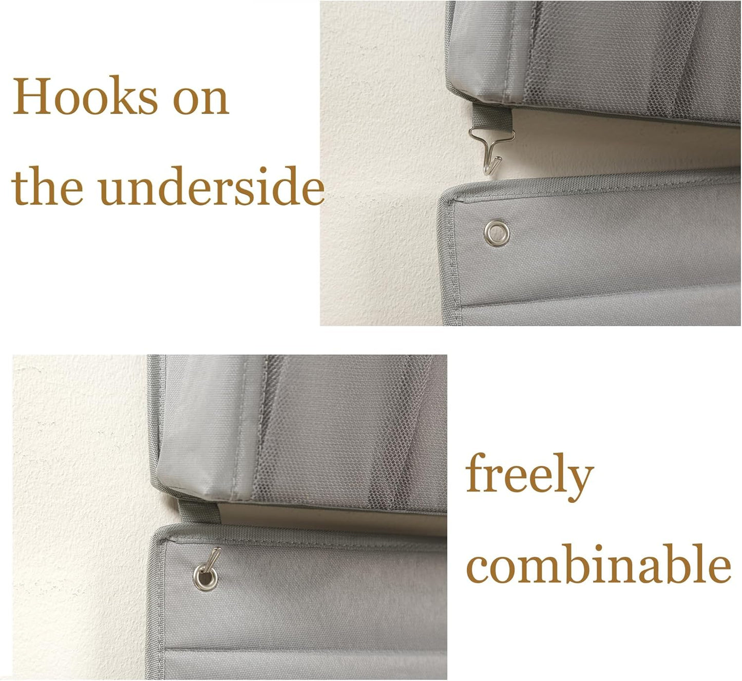 Wall Hanging Organizer – Over The Door Storage & Behind Door Organizer for Dormitory, Bathroom, Bedroom, Kitchen, Nursery, Space-Saving (Grey, 1 Pack)
