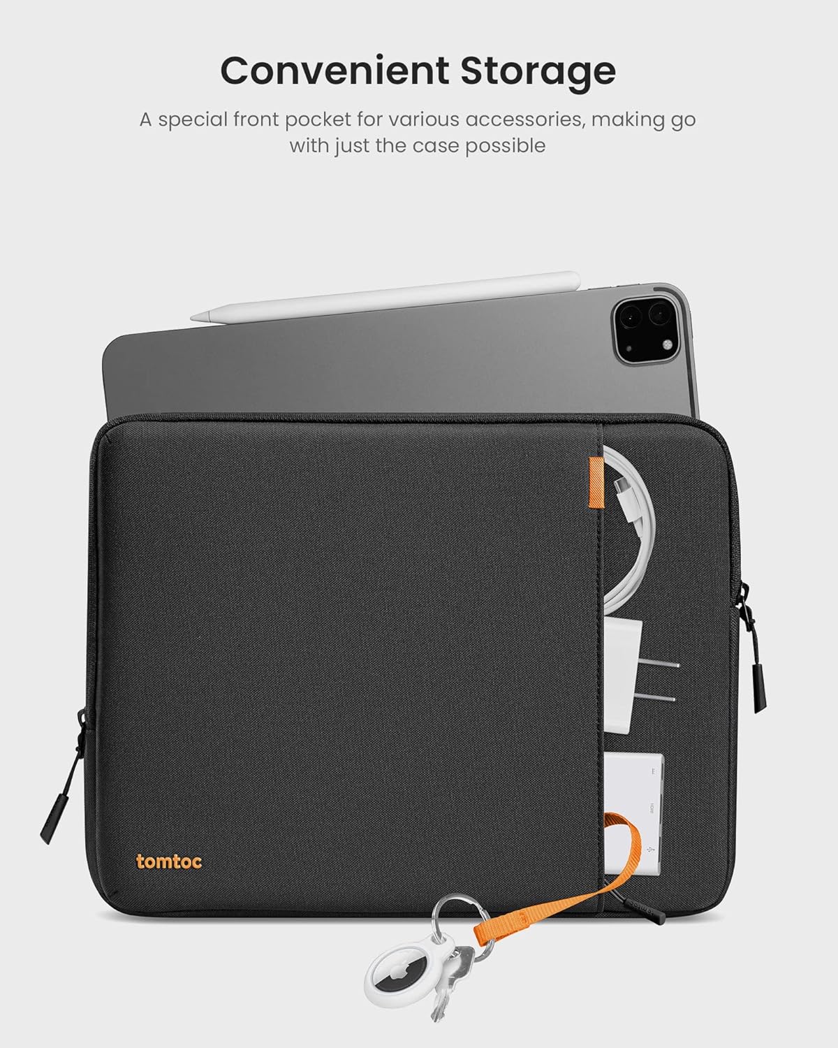 tomtoc 360° Protective Tablet Sleeve for iPad Pro 11-inch (M5/M4/4th/3rd/2nd/1st Gen) 2025, iPad Air 11-inch (M3/M2) with Magic Keyboard/Smart Keyboard Folio, 11 iPad, Water-Resistant Tablet Case