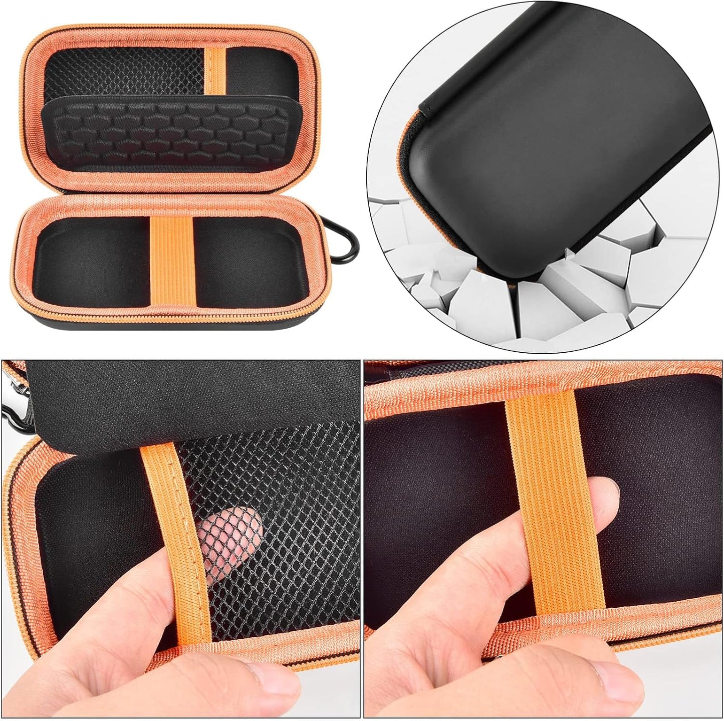 Hard Case Compatible with SanDisk Extreme PRO 500GB 1TB 2TB 4TB Portable External SSD. Carrying Travel Holder for Crucial X8 Solid State Drive (Box Only)-Orange Zipper