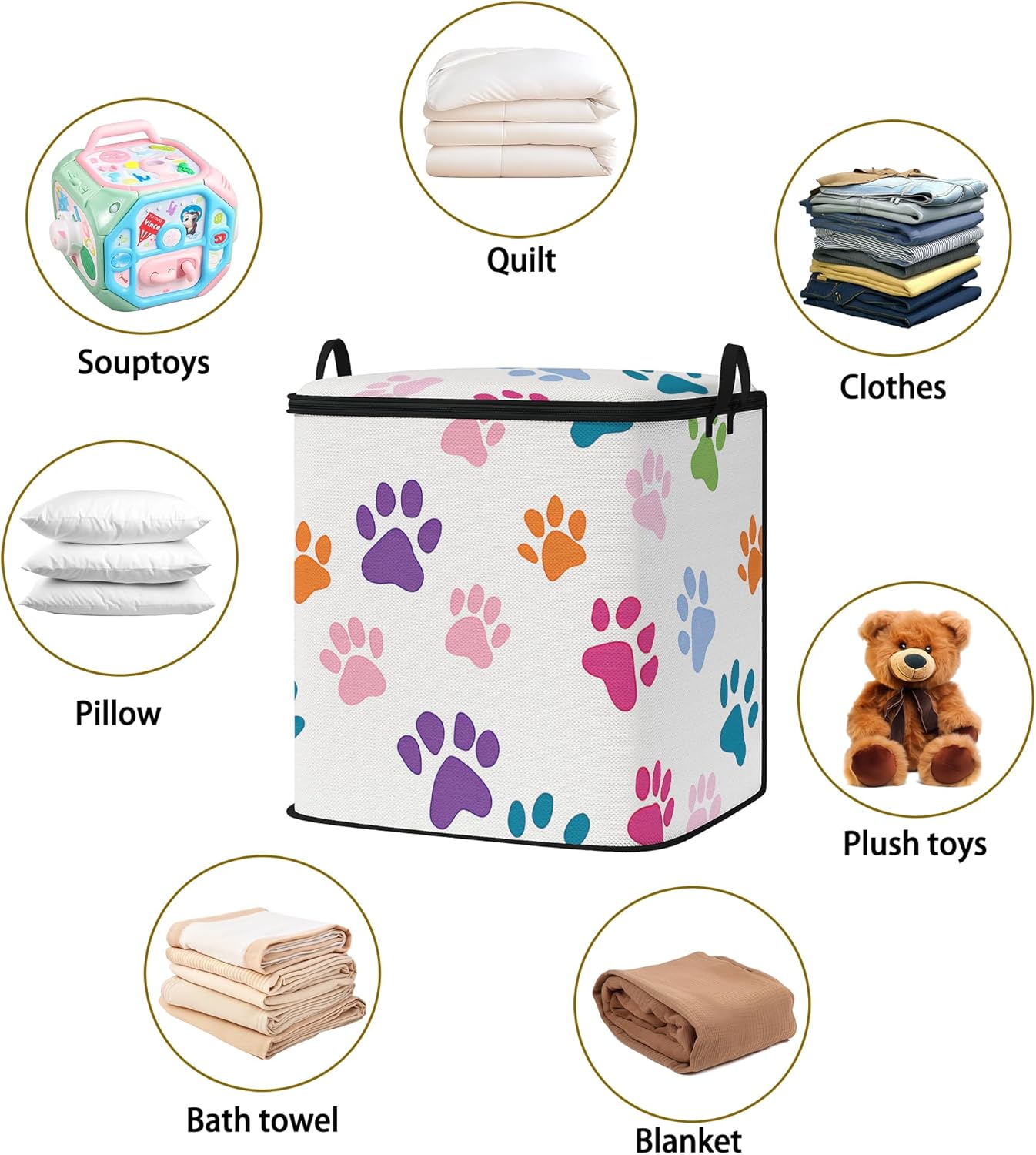 Large Comforter Storage Bag with Zipper,Closet Organizer for Clothes/Blankets/Quilts/Pillows,Fabric Storage Bags with Portable Handles 95L(2-Pack)