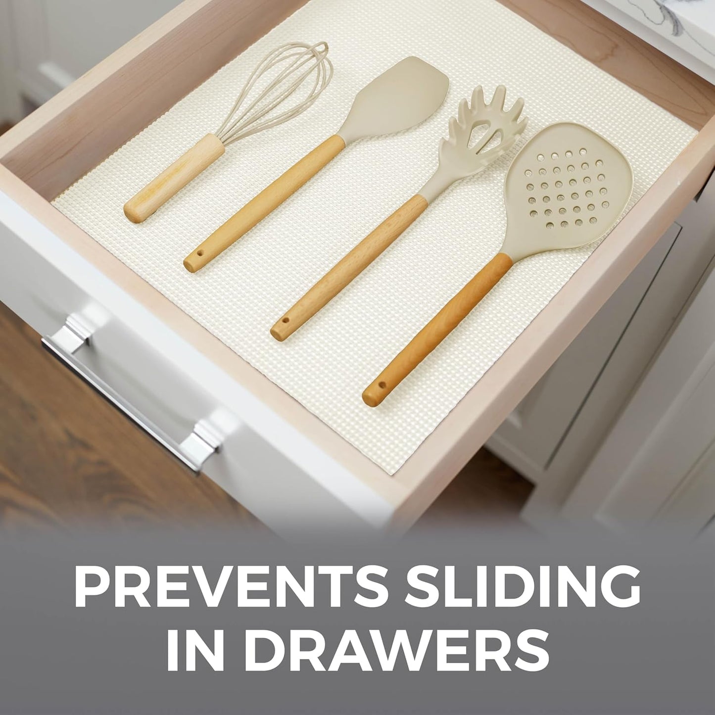 HOME GENIE Shelf Drawer and Cabinet Liner, Durable with Strong Grip, 17.5 in x 10 FT, Non Adhesive Liners Protect Kitchen Cabinets and Cupboard, Pantry, Bathroom Drawers and Shelves, Desks, White