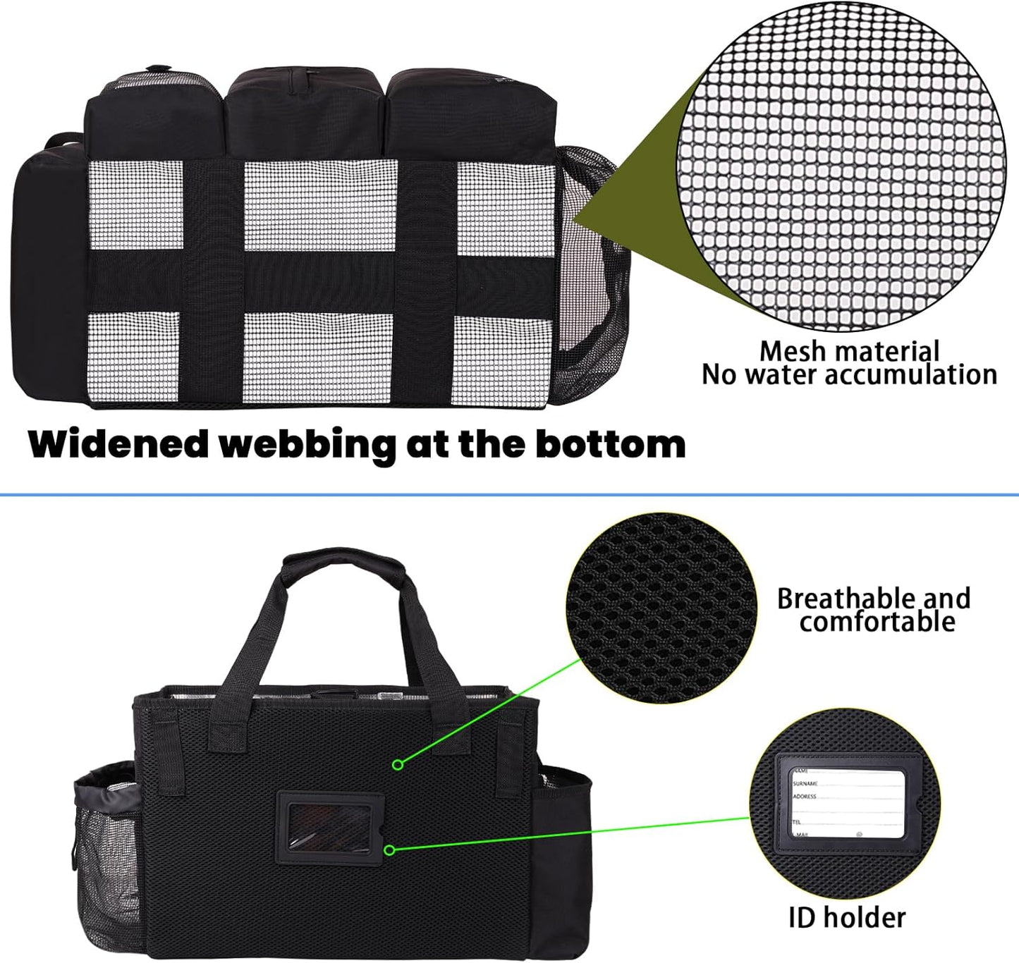 Large Wearable Cleaning Caddy Bag with Detachable Divider, Cleaning Organizer with Handles, Cleaning Supply Tote with Adjustable Shoulder Strap&Waist Belt for Cleaners & Housekeeper (Black)