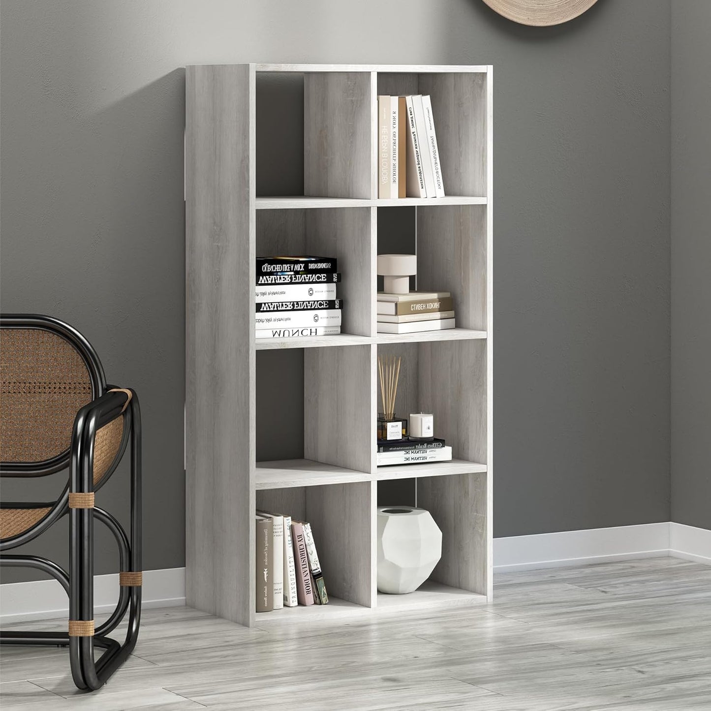 Signature Design by Ashley Paxberry Coastal 8 Cube Storage Organizer or Bookcase, Whitewash
