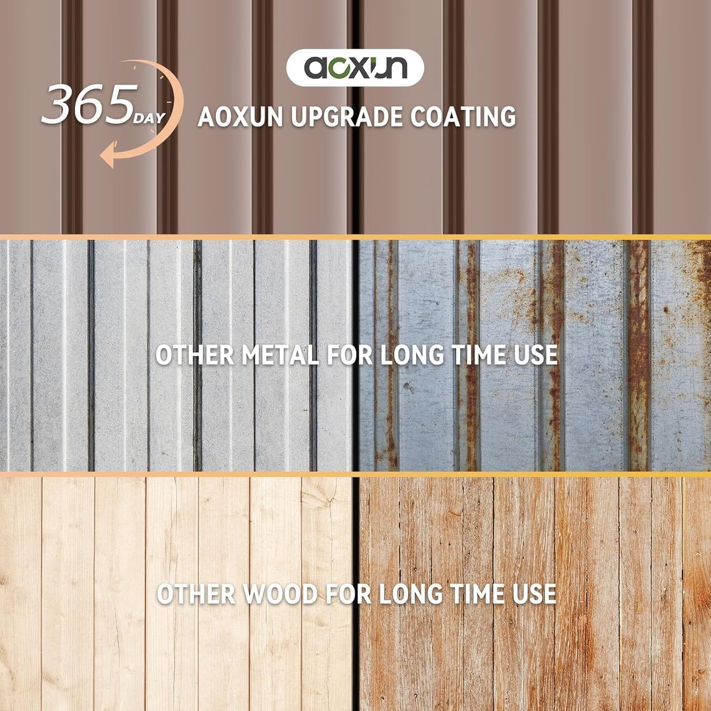Aoxun 6' x 8' Storage Shed Outdoor Steel Garden Utility Cabinet with Lockable Door Waterproof & Rust-Proof for Yard, Patio, Backyard, Garden (Brown)