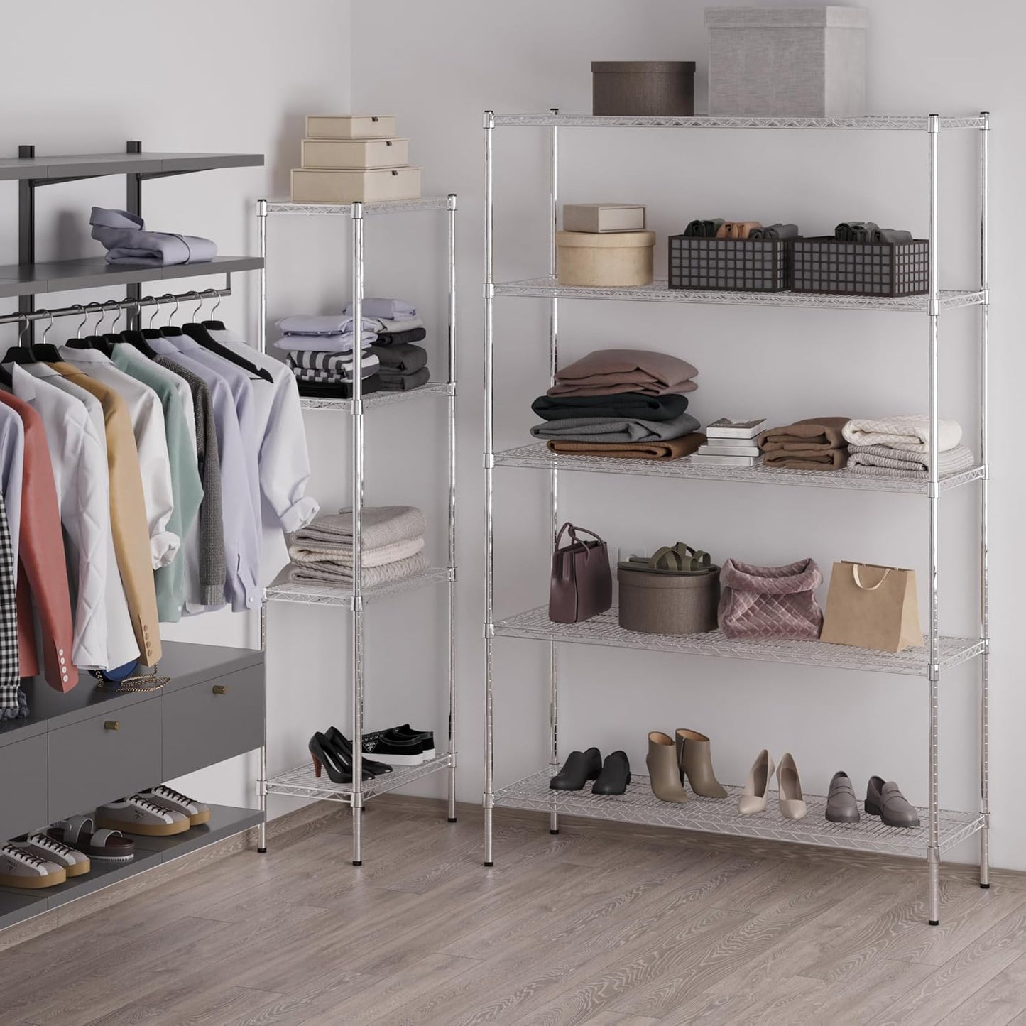 18" Deep x 54" Wide x 86" Height Wire Shelving Kit | 5-Tier | NSF Commercial Storage Rack Unit