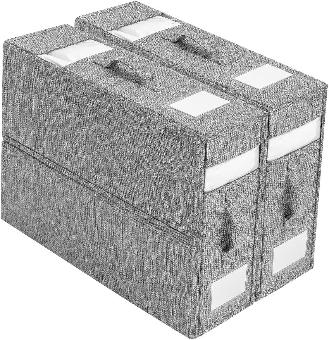 Linen Closet Organizer with Visible Window - Sheet, Blanket, Duvet & Pillowcase Folding Storage (Gray)