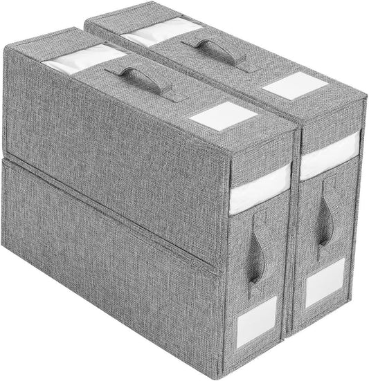 Linen Closet Organizer with Visible Window - Sheet, Blanket, Duvet & Pillowcase Folding Storage (Gray)