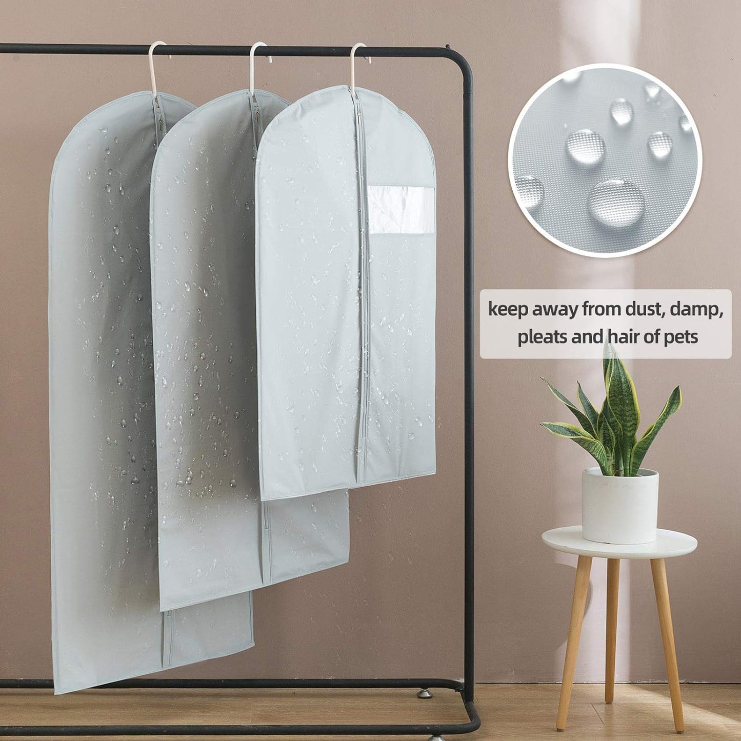 Dress Bags for Gowns Long, 65'' Long Dress Clear Garment Bag(Set of 2, 23.3'' X 65'')