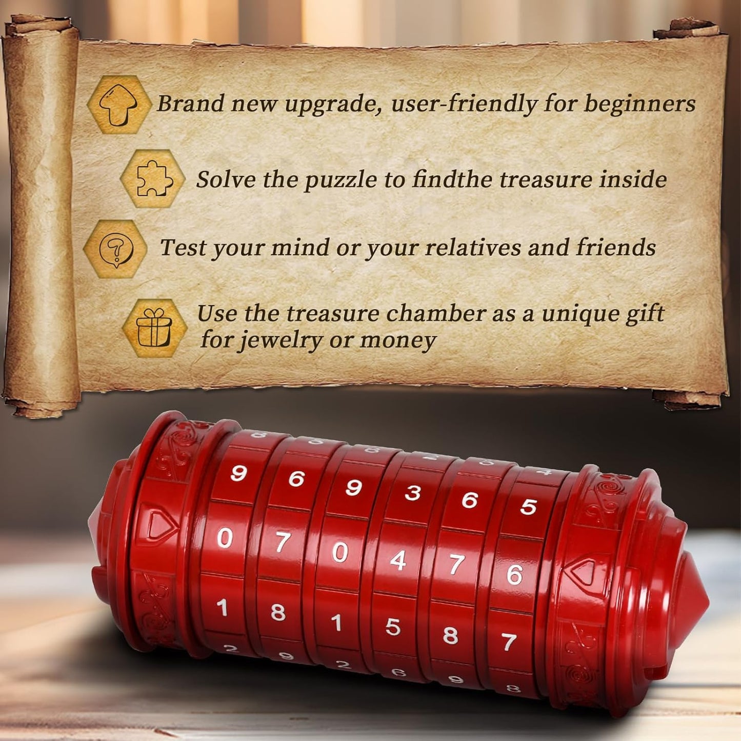 Da Vinci Code Numeric Cryptex Money Puzzle Box for Cash Gift, Jewelry Box with Hidden Compartment, Unique Puzzle Gift for Adults Brain Teaser Valentine’s Day Wedding & Anniversary Present