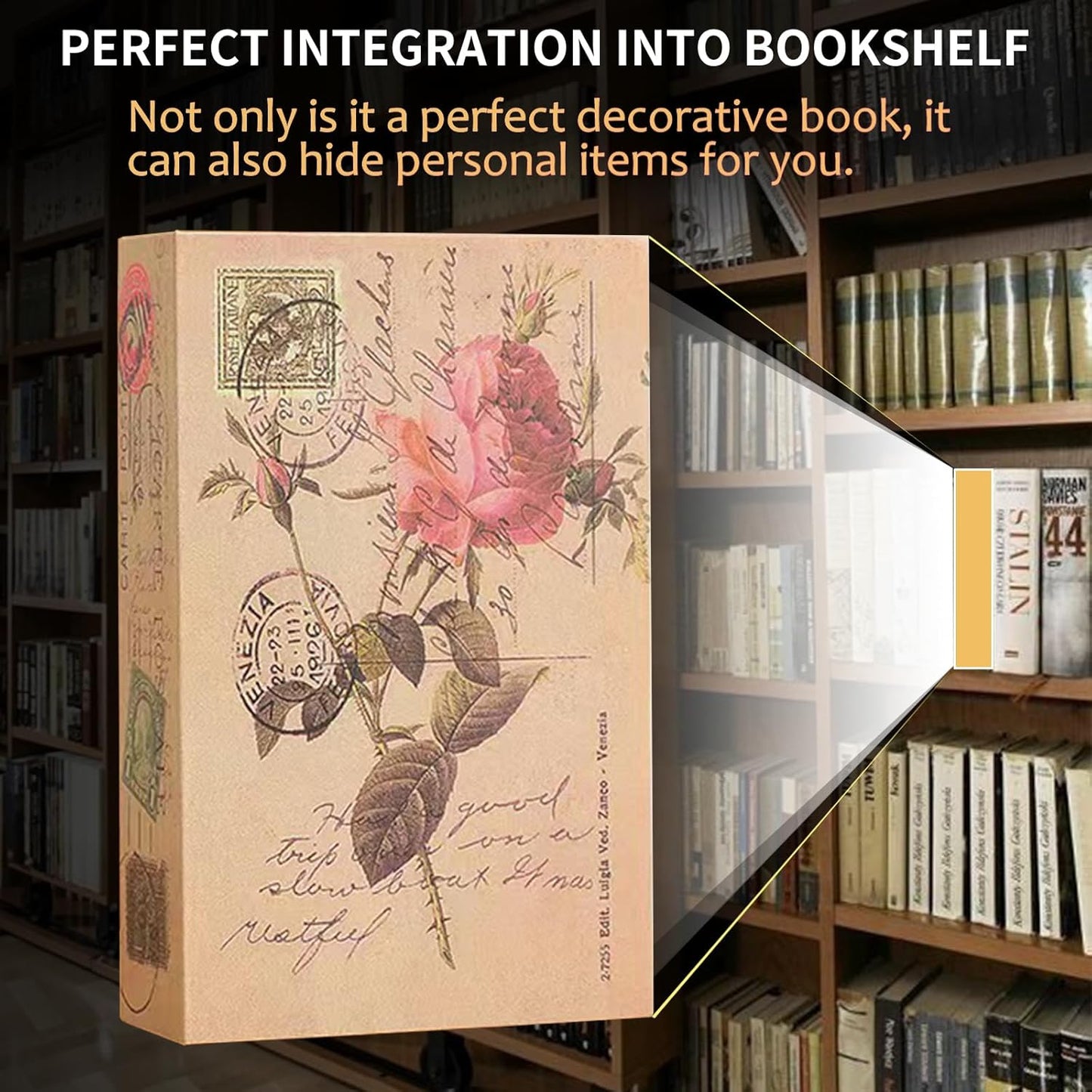 Decorative Book Safe Box with Combination Lock, Vintage Faux Book Hidden Safe for Decoration, Secret Diversion Book Safe Storage Box for Home Office Café Bookshelf （9.5"×6"×2.2"）