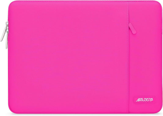 MOSISO Laptop Case 16 inch, 15-15.6 inch Laptop Sleeve Compatible with MacBook Pro 16 M4 M3 M2 M1, HP Acer Dell Lenovo ASUS Notebook, Polyester Vertical Computer Sleeve Bag with Pocket, Bright Rose