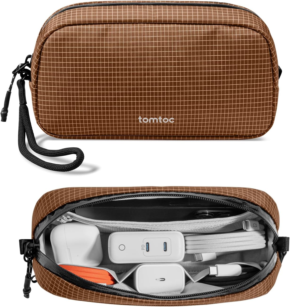 tomtoc Electronics Organizer Travel Case Performance, Water Resistant Bag Cable Tech Pouch Accessories, Carry Storage for Cord, Phone, Cables, Airpods, USB Flash Drive, Daily Items