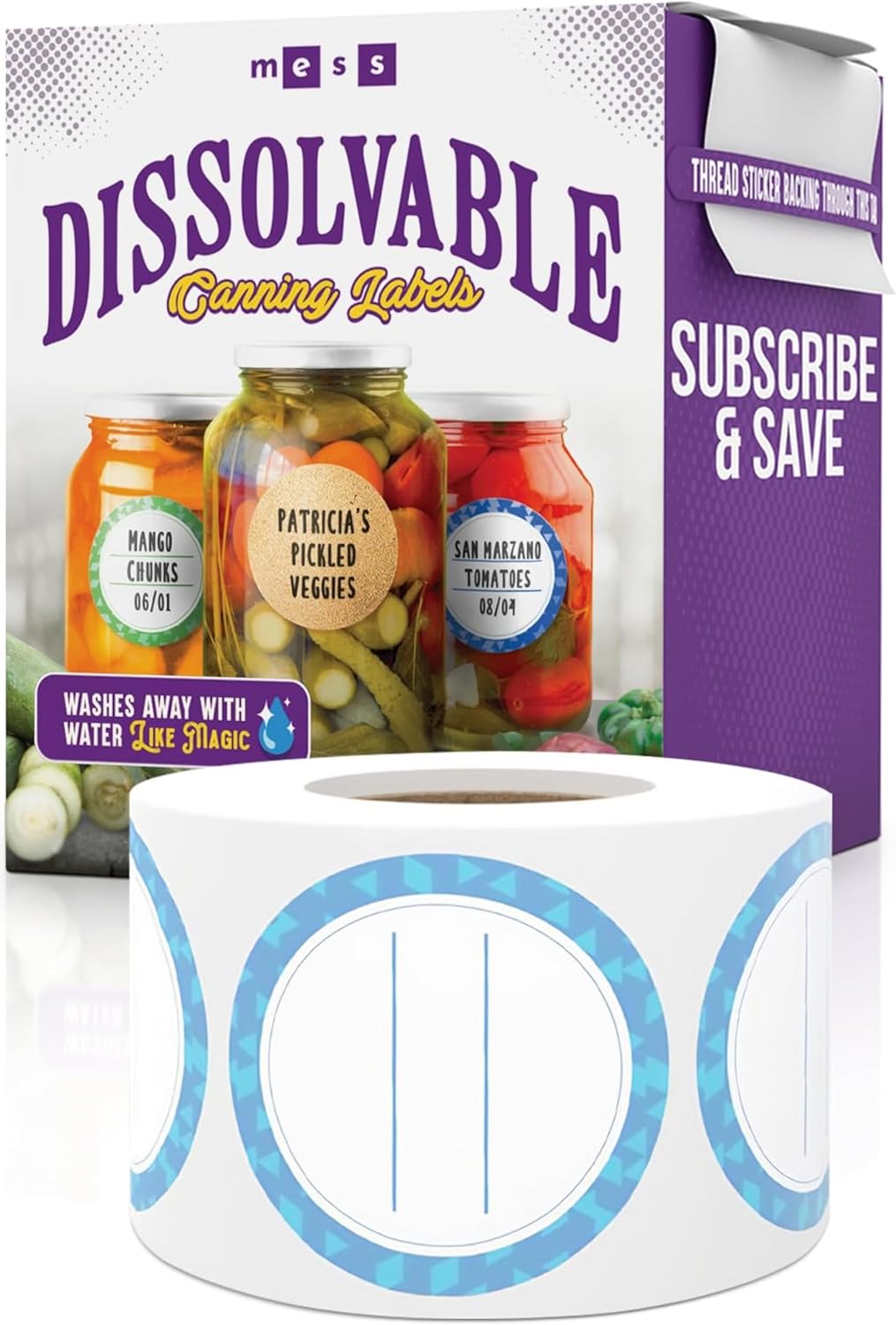Canning Labels Dissolvable Stickers for Mason Jars and More (2" Round 200/roll) Canning Supplies Washes Off in Seconds Like Magic - Jar Labels Homemade Jam, Jelly, and More (Iceberg)