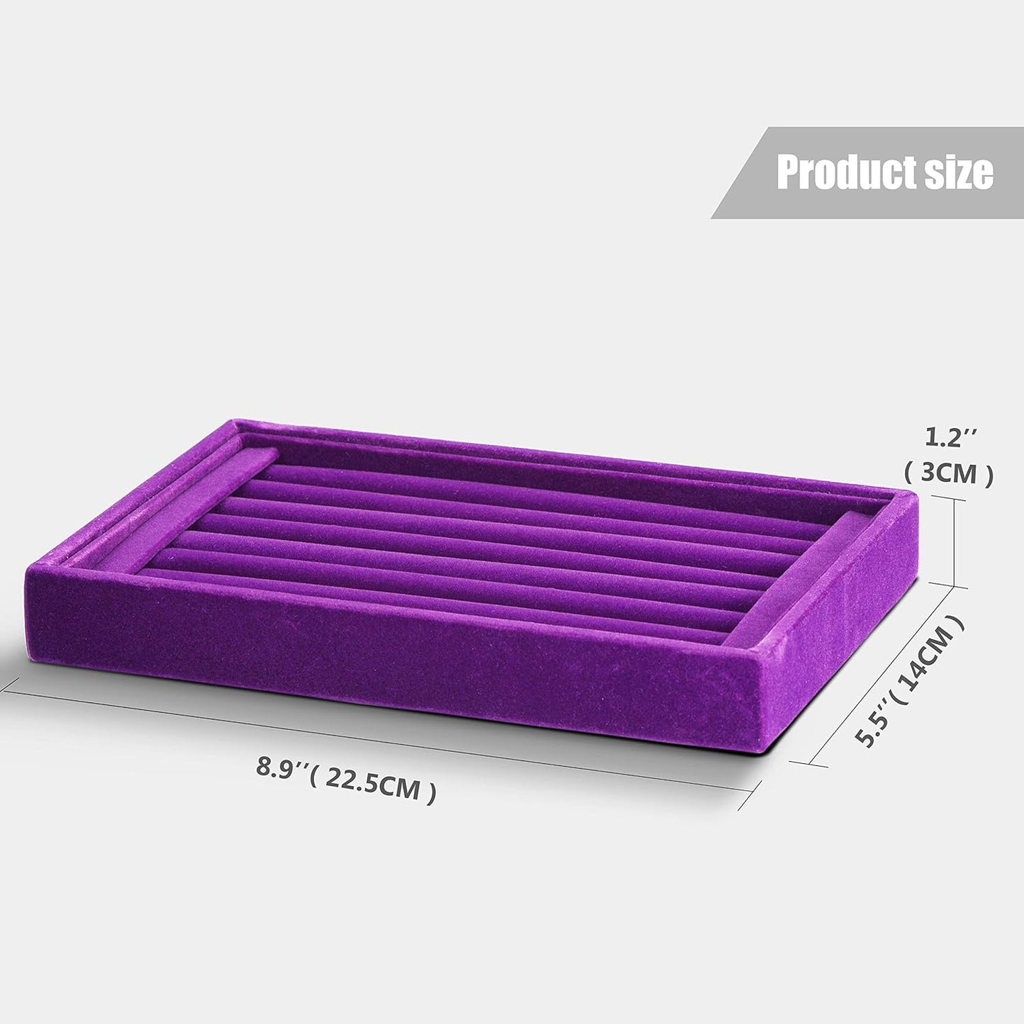 Valyria Velvet 7 Slots Ring Earrings Trays Showcase Display Jewelry Organizer (Purple)