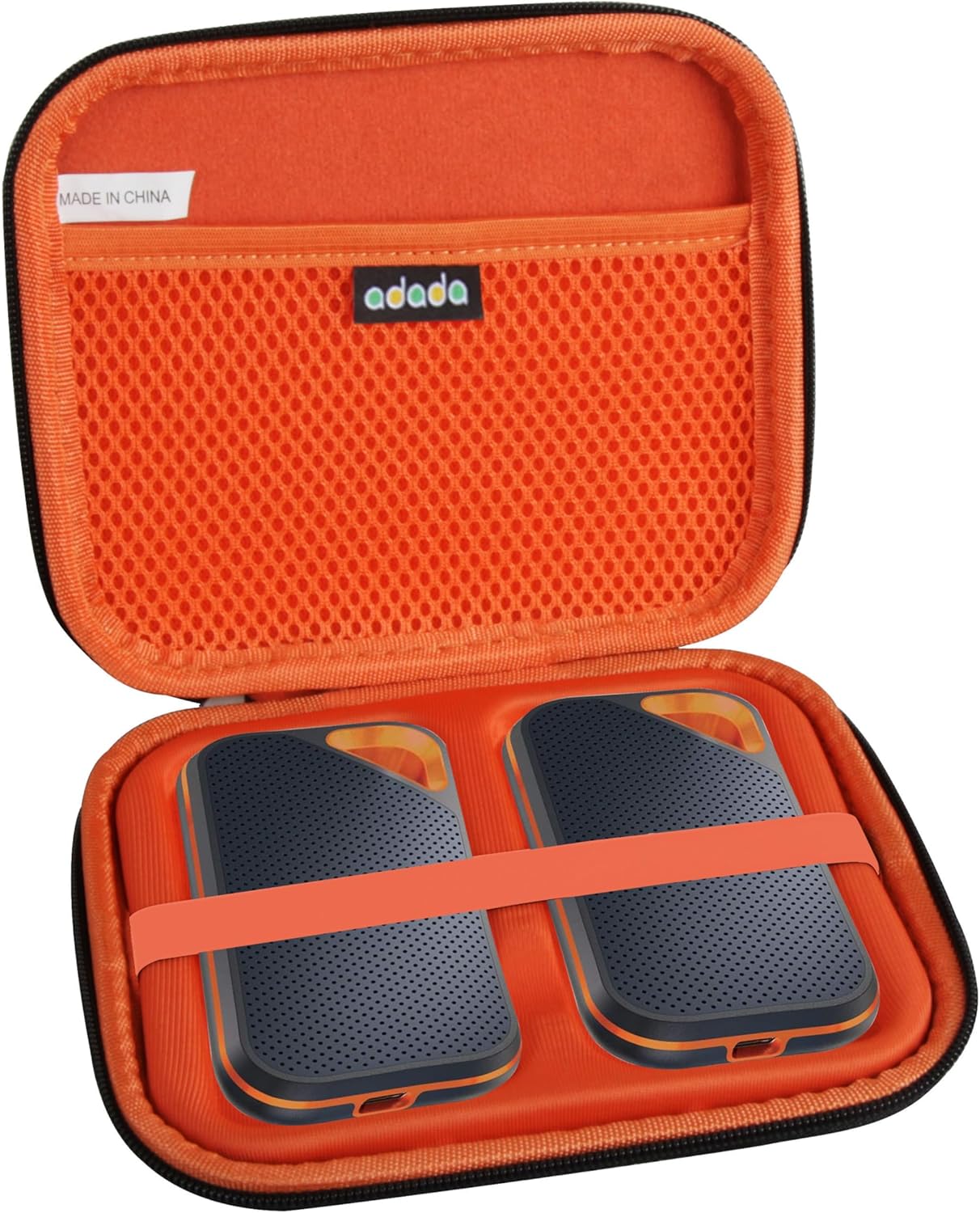 Adada Hard Case for SanDisk 500GB / 250GB / 1TB / 2TB Extreme Pro Portable SSD (Black+Orange, Case for 2Hard Drives)