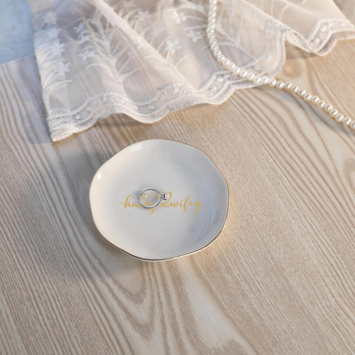 HOME SMILE Wifey Hubby Ring Dish,Unique Wedding Gifts for Couples,Bridal Shower Gifts,Unique Gift for Engagement,Wedding, Newly-Married Anniversary for Him Her Mother Father