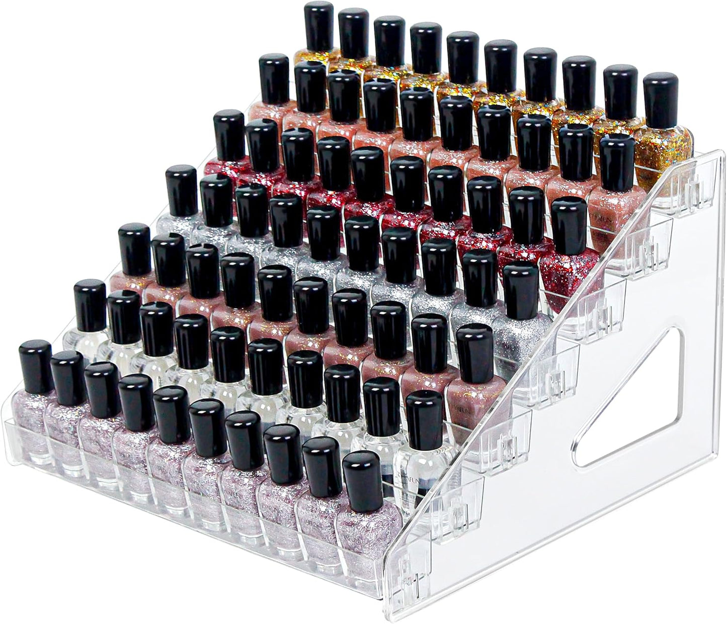 7-Tier Clear Acrylic Nail Polish Storage, Holds 56-112 Bottles, Multi-Purpose Nail Polish Rack, Sunglasses, Essential Oils and Cosmetics
