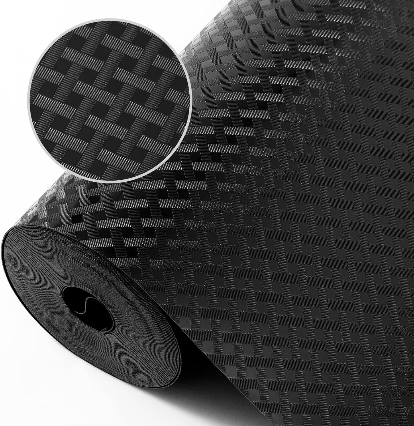 Shelf Liners for Kitchen Cabinets Refrigerator Liners Waterproof & Oil-Proof Kitchen Cupboard Liner Non-Slip Drawer Mats EVA Material Non Adhesive Fridge Liner for Shelves - Black 23.6 x 393.7 Inches